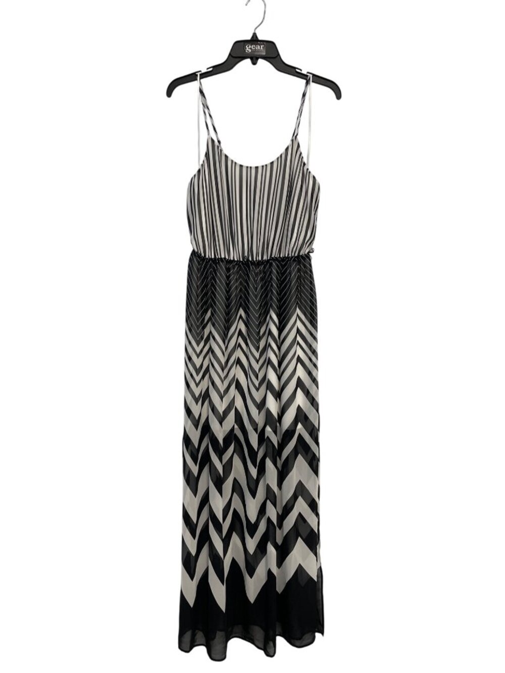 Candie's Maxi Dress Medium Sleeveless Striped Chevron Black White Party Cocktail
